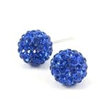 Boucles d'oreilles style Shamballa cristal bleu