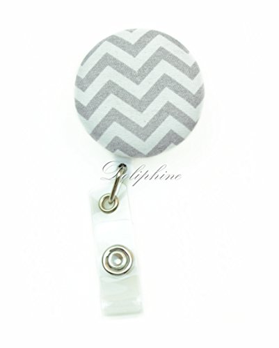 Multi - Colors Fabric Badge Reel Retractable ID Badge Holder (Gray)