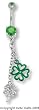 DANGLING CLOVERS BELLY PEIRCING RING BNACLV3A- CLEAR