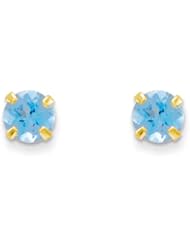 MadiK® Childrens 14k Yellow Gold 3mm Aquamarine Post Screwbacks Earrings