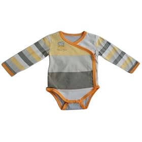 Gluck Jersey Long Arm Body Long Sleeve Bodysuit (Grey/ Yellow, 6 - 12 Months)