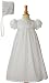 White Polycotton Christening Baptism Gown with Lace Trim & Bonnet