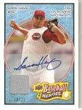 2008 Upper Deck Heroes Jersey Autograph Light Blue #49 Aaron Harang - Cincinnati Reds (Autographed Card - Piece of Authentic Game Used Jersey -Serial #'d to 75) (Baseball Cards)