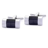 Men's Stylish Black and Silver Effect Cufflinks