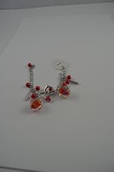 Bracelet ,clasp, murano,beads and charms RED