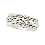 14K Two-Tone Gold Hand-Woven Wedding Band For Men and Women - Sizes 5 - 12.5
