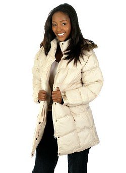 Women's Channel Quilted Puffer Jacket with Faux Fur Trim