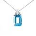 9ct White Gold Ladies 1.1ct Blue Topaz/3 Diamond Pendant & Chain