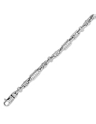 14K Solid White Gold Hip Hop Bullet Chain Bracelet 5mm (3/16 in.) - 8.5 in.