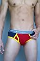 Andrew Christian Color Block Brief for Men - Burgundy/Navy