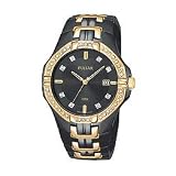 Pulsar Mens Crystal Dress Black Ion Gold-Tone Watch #PXDA88 by Pulsar