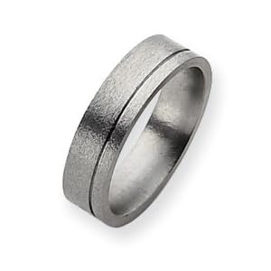 Titanium Grooved 6mm Satin Band Ring