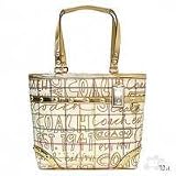 Coach Heritage Stripe Tattersall Graffiti Bag Purse Tote 13188 Gold Multi