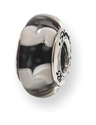 Black and White Glass Charm for 3mm Charm Bracelets