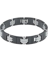 8.5" Ceramic Couture™ Link Bracelet with Rubber Accents 08.50 Inches Black Cb133