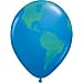(12) Globe Earth 11" Latex Balloons World Design
