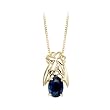 14K Yellow/White Gold 0.01 ct. Diamond and 7/8 ct. Oval Shaped Sapphire Pendant with Chain
