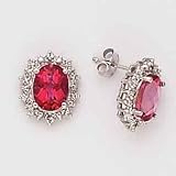 10kw Hot Pink Topaz and Diamond Earrings D.01 T2.80ctw