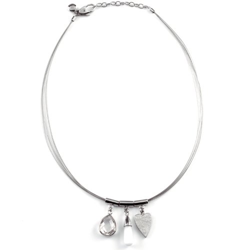 Leonardo Damenkette Edelstahl + Glas 46,5cm Happy 011499 Preisvergleich
