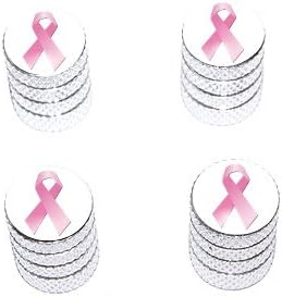 Breast Cancer Ribbon - Tire Rim Valve Stem Caps - Aluminum