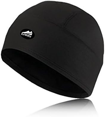 Knit Beanie Skull Hat - Soft Fleece Lined Slouchy / Winter Cap by Run Baby Sport (Dark Black)