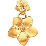 14K Gold Plumeria Dangle Earrings Flower Jewelry New