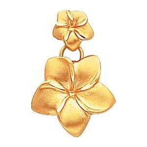 Click here to buy 14K Gold Plumeria Dangle Earrings Flower Jewelry New.