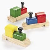 Wooden Painted Train-Shaped Whistles (1 dz)