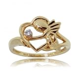 Ladies 10KT Yellow Gold Angel Heart Ring w Diamond Sz=7