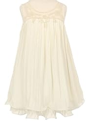 Girls Sweetheart Chiffon Knee Length Illusion Pleated  Beaded Sleeveless  Dress With Pearls