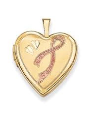 Genuine IceCarats Designer Jewelry Gift 14K 20Mm Enamel Breast Cancer W/ Hearts Heart Locket