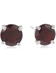 Sterling Silver 6mm Round Garnet Earrings