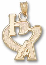 Arizona Diamondbacks 3/4 I Heart A Pendant - Gold Plated Jewelry
