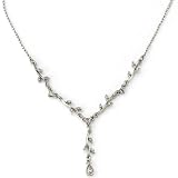 Floral Garland Silver Crystal Y Necklace