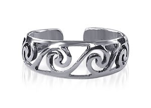 Pretty 8 MM Filigree Swirl Toering .925 Sterling Silver Toe Ring