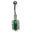Sterling Silver Belly Ring with Jade/Clear CZ - 14g/5mm ball Sterling Silver Belly Ring with Jade/Clear CZ - 14g/5mm ball