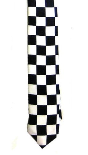 RETRO BLACK AND WHITE CHECKERED SKINNY TIE