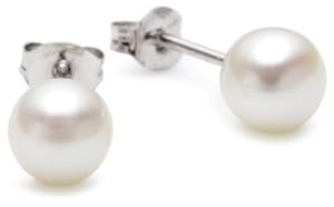 Sakura Pearl AM002 - Pendientes de de plata de ley con perla de agua dulce (2 perlas)