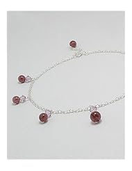 Purple Glass Anklet In 92.5 Sterling Silver
