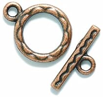 Shipwreck Beads Pewter Toggle Clasp, 12 by 15mm, Metallic, Antique Copper, 5-Set