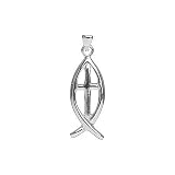 Sterling Silver Ichtus and Cross Pendant