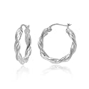 Sterling Silver Tarnish-Free 3mm x 20mm Twist Hoop Earring
