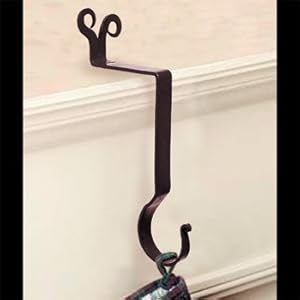 Stocking Holders Black Wrought Iron, Stocking Holder Ram's Horn Wrought Iron 10 in. H