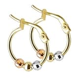 10 KT Gold Three Tone Finish 10 MM Hoop Earrings 10K
