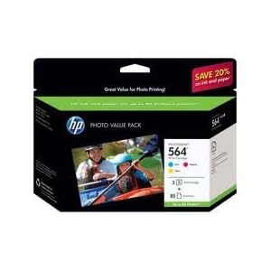 HP 564 Ink Cartridges (CG925AN#140) with 85 sheets of 4 x 6 inch HP Advanced Photo Paper