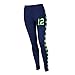 Seattle Seahawks 12th Man Fan Leggings Navy Lime Feathers