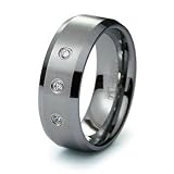 8mm Tungsten Carbide Diamond Ring (0.10ctw) GH/SI with Wood Box
