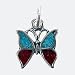 Tiny Butterfly Charm with Turquoise and Coral Chip Inlay in Sterling Silver, #11856