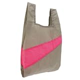 ザ・ニューショッピングバッグ byスーザンベル KAHKI&times;PINK Lサイズ エコバッグ