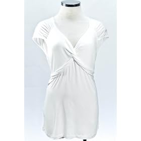 BCBG MAXAZRIA White Twisted V-neck Knit Top